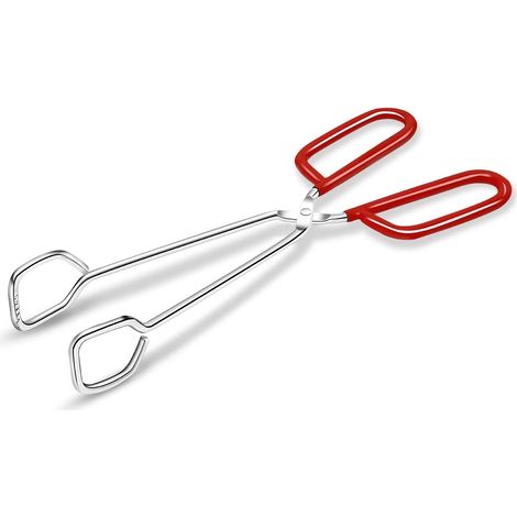Robuste Und Rostfreie Küchenzange Mit 10 Taschen – Poignée Rouge Anti-dérapante Und Confortable, Design In Ciseaux
