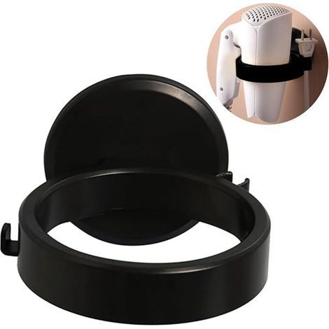 1 Stück (schwarz) Support Seche Cheveux, Porte Seche Cheveux, Porte Seche Cheveux Mural, Porte Seche Cheveux Sans Percage, Support De Sèche-cheveux Autocollant Sans Percer, Für Salle De Bain Et Toilet