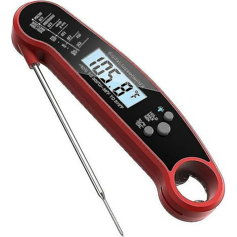 Küchenthermometer Mit Faltbarer Sonde, 3-sekunden-digitalthermometer Mit Sofortiger Anzeige, Hintergrundbeleuchtetem Und Kalibriertem Lcd-display, Kochthermometer Für Ofen, Fleisch, Grill Und Milch.