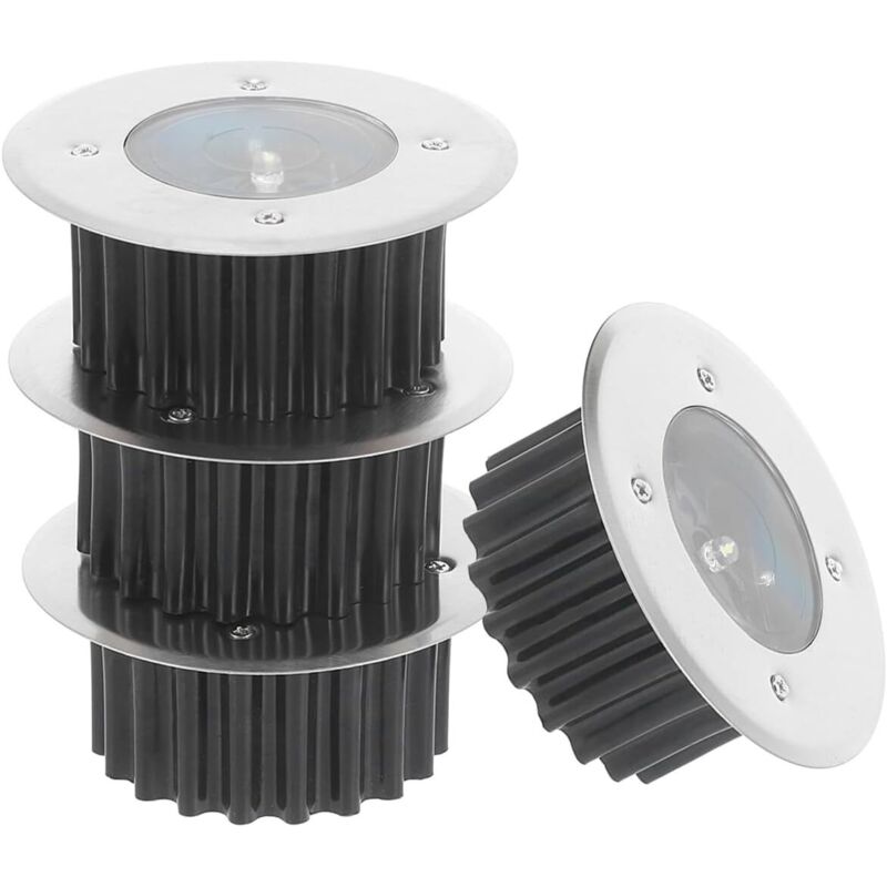 4 Stück Solarleuchten Für Den Außenbereich, Edelstahl, Wasserdichte Einbaustrahler, Led-gartenbeleuchtung Für Rasen Und Auffahrt – Weißes Licht