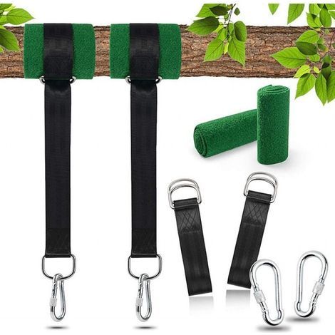 Sangle Hamac, Sangle Balancoire Suspendu 2x150cm Mit 2 Mousquetons À Crochet Und D Und 2 Coussins De Protection Und 2 Mousquetons Für Balancoire De Garden Hamac Oder Siège Suspendu