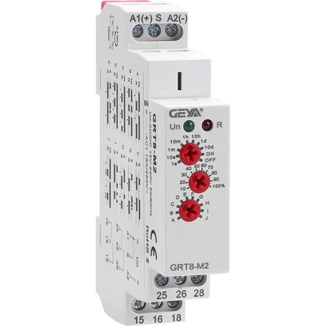 16 A Multifunktions-zeitverzögerungsrelais, 10 Funktionen, Ac/dc 12 V–240 V, 2 Spdt-kontakte (grt8-m2, Ac/dc 12 V–240 V)