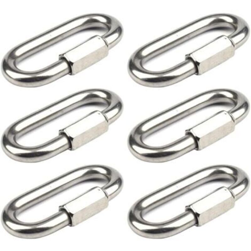 6 Stück Mousqueton A Vis M8 Maillon Rapide Und Acier Inoxydable 304 Mousqueton À Verrouillage Avec Capuchon À Vis Bague De Connexion Pour Connecter De Cordes Chains Gréement