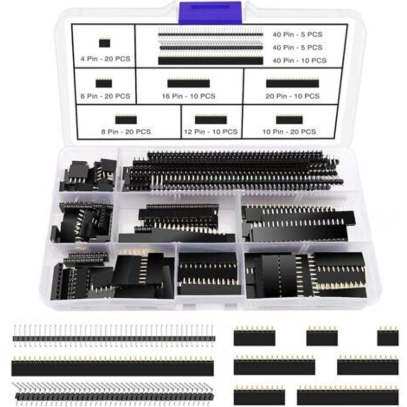 130-teiliges 2,54-mm-leiterplatten-pin-stecker-buchsenleisten-set, Männliche Und Weibliche Pin-header-buchsenleiste, Für Stapelbare Arduino-abschirmung (4/6/8/10/12/16/20/40 Pin)