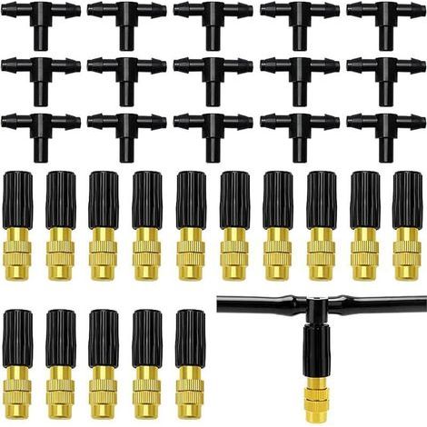 15 Stück Verstellbare Kupferzerstäubungsdüse, Messingspray, Sprinkler, Mit T-anschluss, Für Die Gartenbewässerung