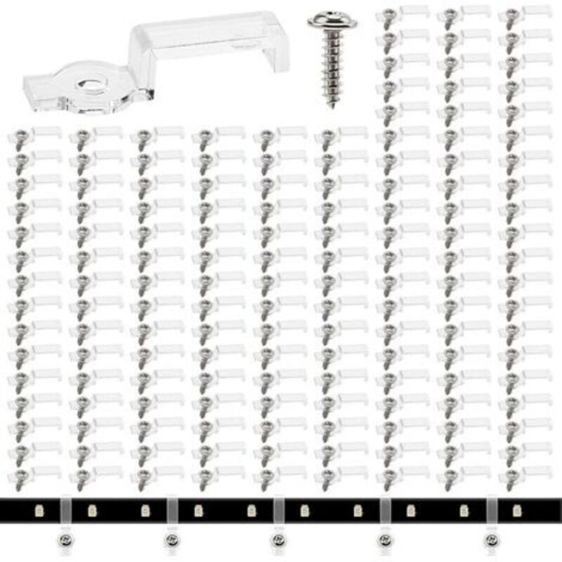 150 Stück 10 Mm Lichtstreifen-clips, Led-streifen-montageclip, Lichtstreifen-befestigungshalter-clips, Mit Schrauben, Für 10 Mm Breite Led-streifenlichter (transparent)