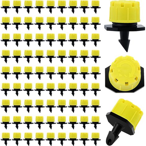 90 Stück Verstellbarer Bewässerungstropfer, Verstellbarer Mikro-tropfbewässerungssprinkler, Emitter, Bewässerungssprinklerkopf Für Blumenbeete, Gärten, Pflanzenrasen, Gelb
