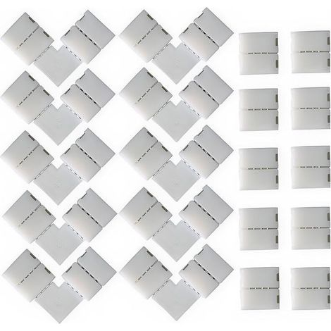 20er-pack 4-poliger L-förmiger Lichtleisten-stecker, Lückenloser 4-poliger Led-streifen-lichtleisten-stecker Für 10 Mm Nicht Wasserdichte Mehrfarbige Smd 5050-led-streifen