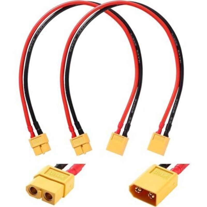 2 Stück Xt60-verlängerungskabel, Xt60-stecker Auf Buchse Mit 30 Cm 14 Awg Silikonkabel, Xt60-adapter-verlängerungskabel, Für Rc Lipo-akku
