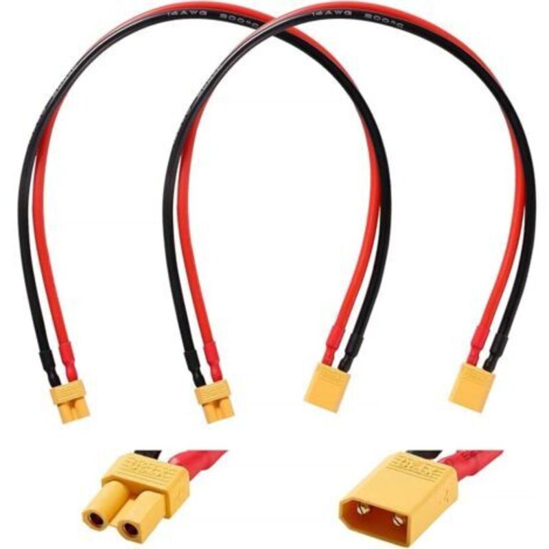 2 Stück Xt30-verlängerungskabel, Xt30-stecker Auf Buchse Mit 30 Cm 14awg-silikonkabel, Xt30-adapter-verlängerungskabel, Für Rc Lipo-akku