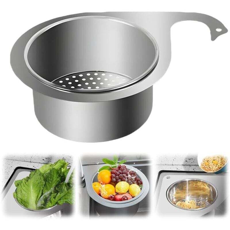 Passoire De Kitchen En Inox, 2025 New Panier À Filtre En Acier Inoxydable En Forme De Cygne Pour Évier, Passoire D'Angle Pour Fruits Et Légumes (1pcs, 24x16x8cm)