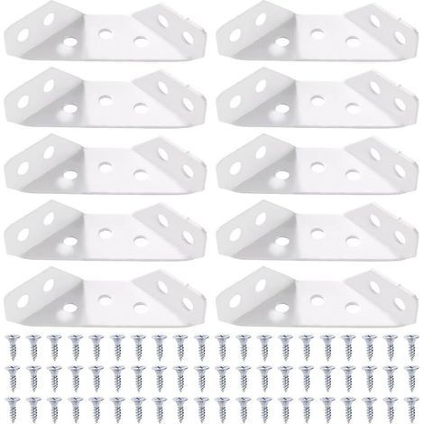 10 Stück Edelstahl-eckverbinder, Stärke 1,2 Mm, Trapezförmige Eckwinkel, Mit 60 Schrauben, Für Holzmöbel, Regale, Tische, Stühle, Klein, Weiß