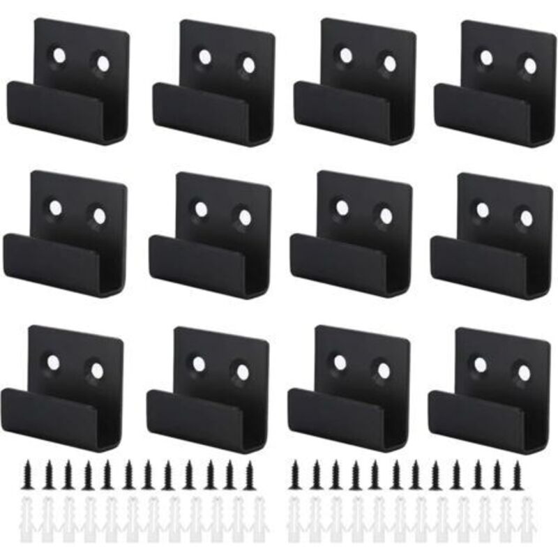 Crochet Mural Robuste 12pcs Support Mural Miroir De Fixation Crochets Muraux En Acier Laminé À Froid Crochet Mural A Visser Avec Vis Pour Bain Cuisine Garage (schwarz, Largeur Intérieure De 11mm)