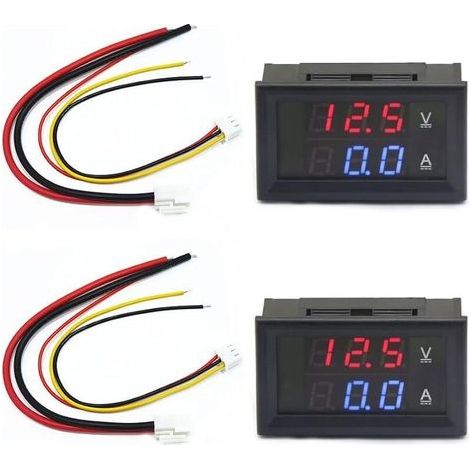 2 Stück Led-voltmeter-amperemeter 0,28 Zoll, Detektor, Rotes Und Blaues Spannungspanel, Dc 0–100 V, 10 A Für 12 V/24 V Volt-ampere-messgerät