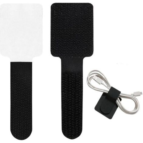 Kabelmanagement-set – 50-teilig, Schwarzes Selbstklebendes Kabelmanagement-set – Wiederverwendbar