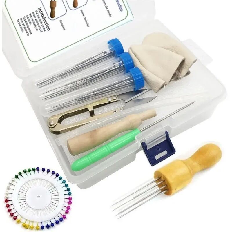 Filz-stempel-werkzeugset, Handgefertigte Filz-aufbewahrungsbox, Positionierungsstift, Fingerauflage, Set Mit Acht Massivholzstiften
