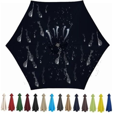 Ersatz-sonnenschirm Mit 6 Ästen, Sonnensegel Aus Polyestergewebe (250 Cm, Schwarz)