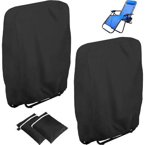 2 Stück Schutzhütten Für Chaise Longue Pliante, Oxford Coupe-vent Anti-uv Imperméable Housses Für Chaise Longue Pliante, Housse De Chaise Longue De Jardin (noir)