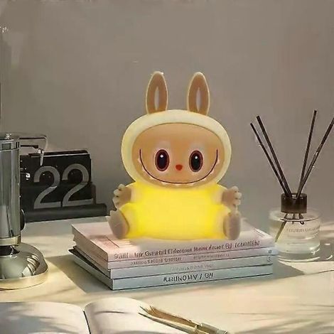 Taktile Farbige Lampe In Form Eines Monsters – Veilleuse, Wiederaufladbar Über Usb, 7 Lichtfarben – Minuterie – Geschenk Für Kinderzimmer (gelb)