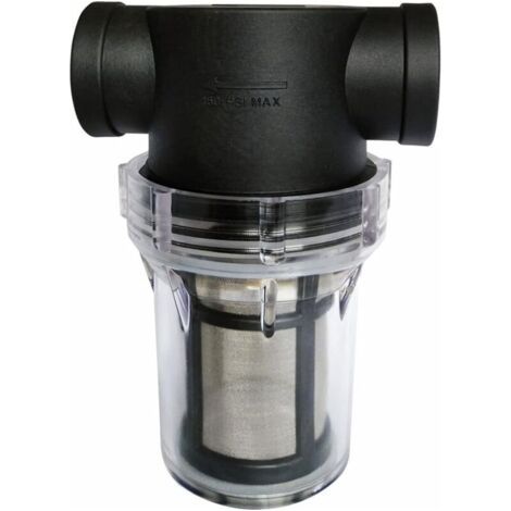 Wasserpumpen-schlauchfilter Mit 80 Mesh-edelstahlsieb, Wasserpumpen-inline-siebfilter Für Die Gartenbewässerung (schwarz) – 1 Stück