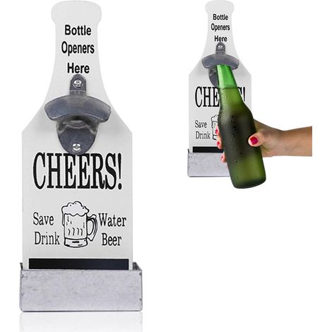 Ouvre-boutique-wandbild Mit Erholungsempfänger, Reifen-bouchon-wandbild Für Bar, Küche, Terrasse – Geschenk Für Den Mann (weiß)