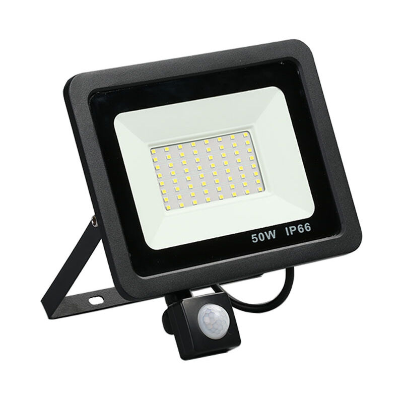 50 W Außenstrahler Mit Bewegungsmelder, 4500 Lumen, 6500 K, Pir-sicherheitsbeleuchtung, Led-flutlicht, Ip66, Wasserdicht, Tagfahrlicht Mit 2 M Kabel Für Garagen [energieklasse F