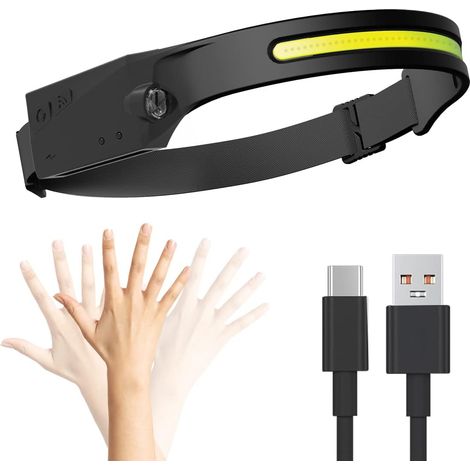 Stirnlampe, 1200 Mah, Leichtes Design, Wiederaufladbar Über Usb, Ideal Für Camping, Nachtlaufen, Wandern Und Angeln.