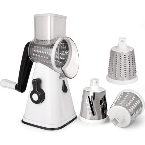 Râpe Manuelle Rotative Für Pommes De Terre Mit 3 Lames Austauschbare, Einfache Verwendung (weiß)