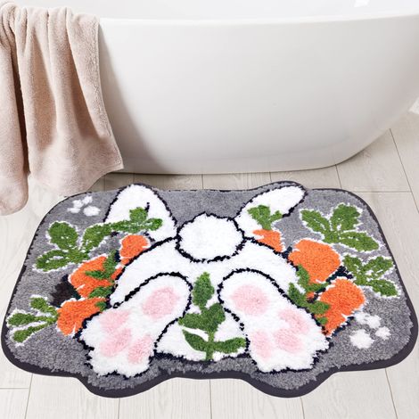 Tapis De Bain Hexagonal De Pâques, Tapis De Bain Lapin De Pâques, Tapis De Bain Style Ferme 40 X 60 Cm
