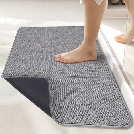 Tapis De Bain, Tapis De Salle De Bain Ultra-mince, Tapis De Bain En Caoutchouc, Gris, 1'5" X 2'3" (17x27 Pouces)