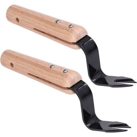 2 Stück Gabelkopf-handjäter, Gabelkopf-handjäter, Handzieher, Zugwerkzeug, Holzgriff, Schaufel Zum Entfernen Von Unkraut