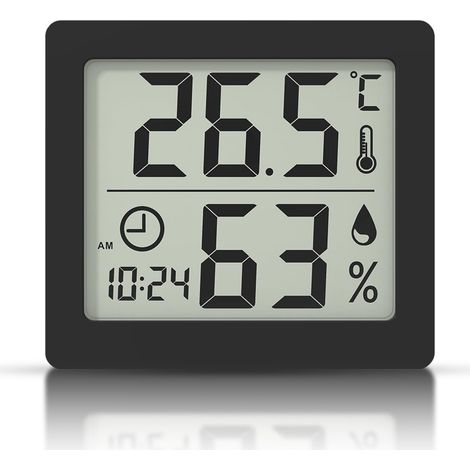 Numerisches Thermo-/hygrometer, Großes Lcd-display, 3,1 Zoll, Innenraum, Temperatur- Und Feuchtigkeitsüberwachung (schwarz)