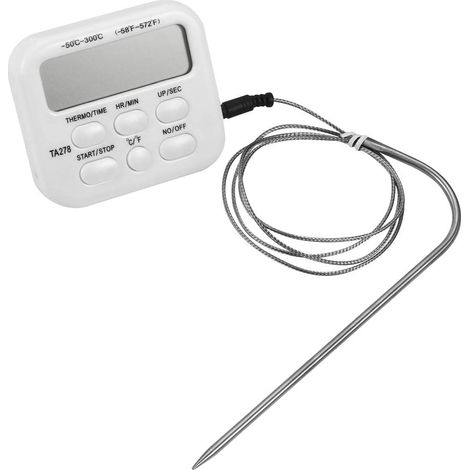 Ta278 Großes Digitales Lcd-display Für Lebensmittel, Kochen, Räucherofen, Grill, Grill, Thermometer, Uhr, Timer Mit Sonde, Küchenutensilien