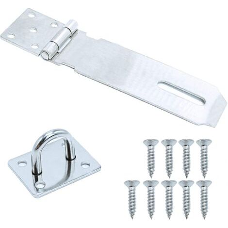Vorhängeschloss-verschluss-clip, 1 Stück, Türverschluss, Türschloss-haspe, Edelstahl, 12,7 Cm, Mit Schrauben, Türschrank-sicherheit, Vorhängeschloss-verschluss, Silber