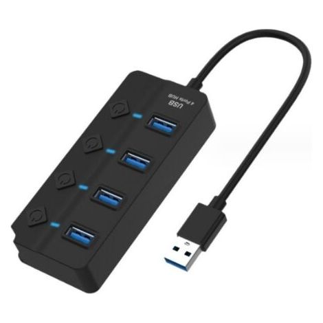 1 X Schwarzer 4-port-usb-3.0-hub, 4-port-usb-3.0-5-gbit/s-hub-adapter, Individuelle Netzschalter-anzeigen, Kompatibel Mit Macbook, Imac, Notebook-pc