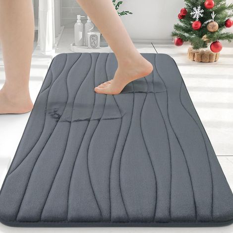 Tapis De Bain En Mousse À Mémoire De Forme, 24 X 16 Cm, Ultra-doux Et Absorbant, Antiderapant, Gris Foncé.