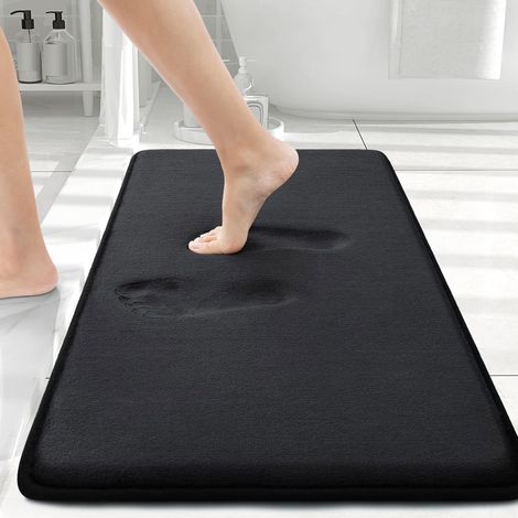 Tapis De Bain En Mousse À Mémoire De Forme 30x20, Tapis De Bain Ultra-doux Et Absorbant, Convient Aux Sols Black.