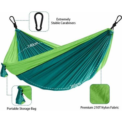 Hamac De Voyage Ultra Léger – Doppelt Und Einzigartig – Maximale Belastung: 250 Kg (260 X 140 Cm) – Hamac Für Den Außenbereich, Den Innenraum, Den Garten, Die Terrasse, Den Außenbereich, Den Campingpl