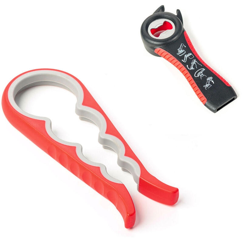 5-in-1-flaschenöffner – Multifunktional – Ideal Für Senioren Und Kinder – Rot/schwarz