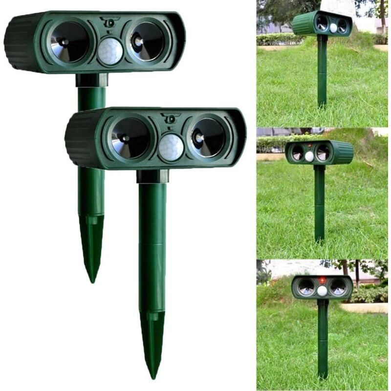 2 Stück Solar-ultraschallvertreiber Für Hunde Und Katzen, Tiere, Füchse, Hirsche, Nagetiere, Pir-sensor, Bauernhöfe, Garten
