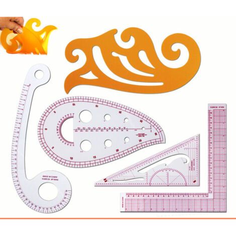 Set Mit 5 Schneider-linealen – Gebogenes Lineal, Gerades Lineal Und Maßband Für Nähen Und Heimwerken