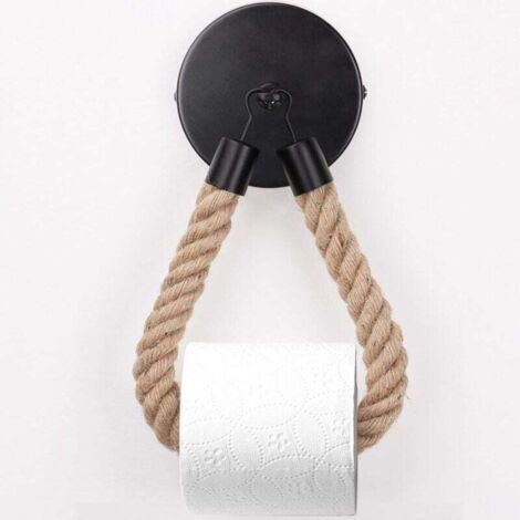 Toilettenpapierhalter, 10 Cm Basis, Schwarzer Hanfseil-handtuchhalter Für Badezimmer, Toilettenpapierhalter