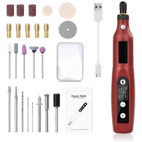 Mini-bohrmaschine, Multifunktionales Drehwerkzeug, 5 Geschwindigkeiten, 3000–15000 U/min, Led-mini-akku-bohrmaschine, Usb, Wiederaufladbar, Für Heimwerken, Polieren, Schneiden