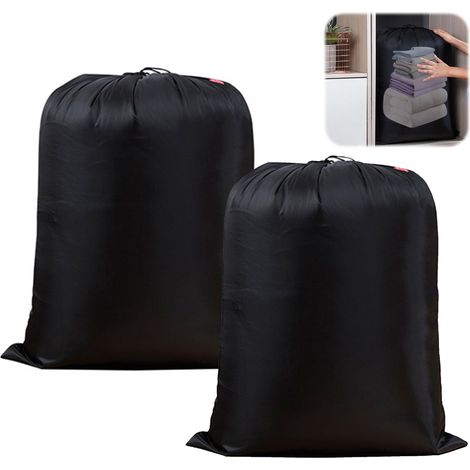 Sacs À Linge De Voyage, Los Von 2, Große Taille 70 X 90 Cm, Einfarbig, Cordon De Serrage, Undurchlässig (schwarz).