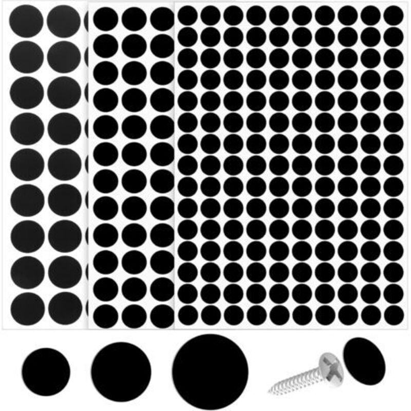 290 Stück Staubdichte, Selbstklebende Pvc-schraubenabdeckungen Für Möbel, Holzschrauben, Wand, Schrank, Schreibtisch, Wand – 12 Mm, 15 Mm, 21 Mm (schwarz)