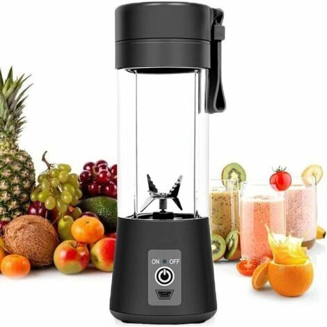 Persönlicher Mixer, Tragbarer Mixer, Elektrischer Obstmixer, Wiederaufladbarer Usb-saftmixer, 6 3d-klingen Für Optimales Mixen, 380 Ml, Schwarz