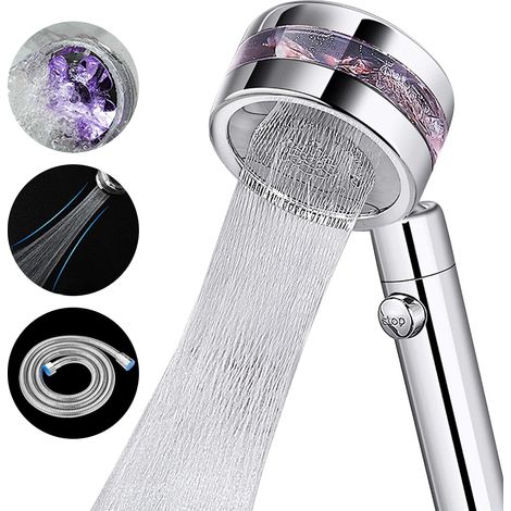 Hochdruck-duschkopf Mit 2 Strahlarten, Ein-/aus-schalter Und 1,5 M Schlauch, Wassersparend, Erhöhter Druck, Chrom-finish, Mit Brauseschlauch –