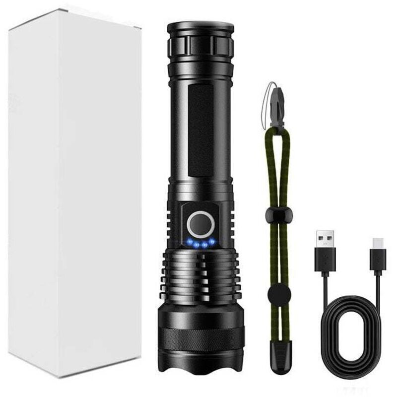Akku-taschenlampen, Taktik-taschenlampen Mit 2000 Lumen, Usb-c-taschenlampen, Tragbare Taschenlampen Für Camping, Polizei Usw.