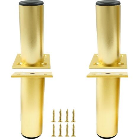 4 Stück Möbelbeine Aus Aluminiumlegierung (höhe 10 Cm, Durchmesser 3,8 Cm), Verstellbare Runde Sofabeine Aus Metall (gold)