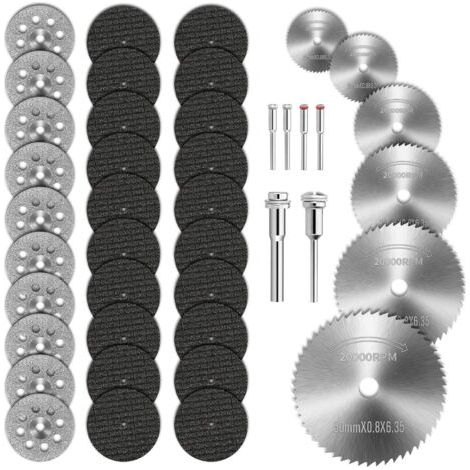 42 Stück Mini-diamantscheiben Für Tronçonner, 6 Mandrins Mini Lame De Scie Circulaire Hss-diamantscheiben Für Tronçonner Und Coupé-resin-disque Für Kunststofffaserglas Aus Aluminium